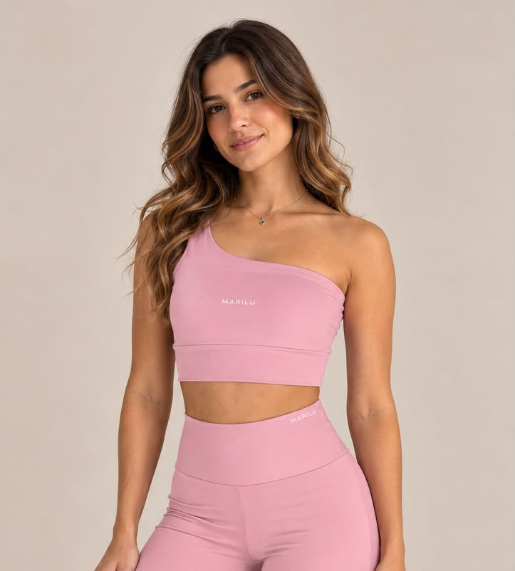 TOP OMBRO ÚNICO QUARTZO ROSA