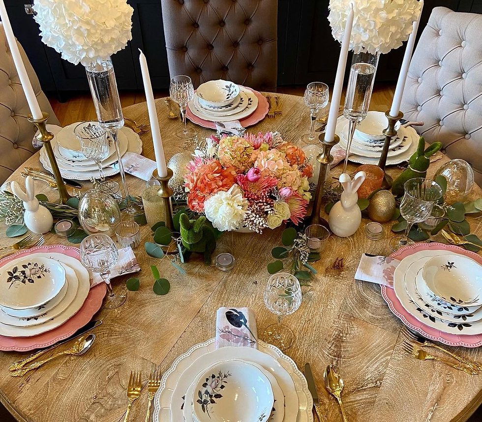 Beautiful table setting at a round table