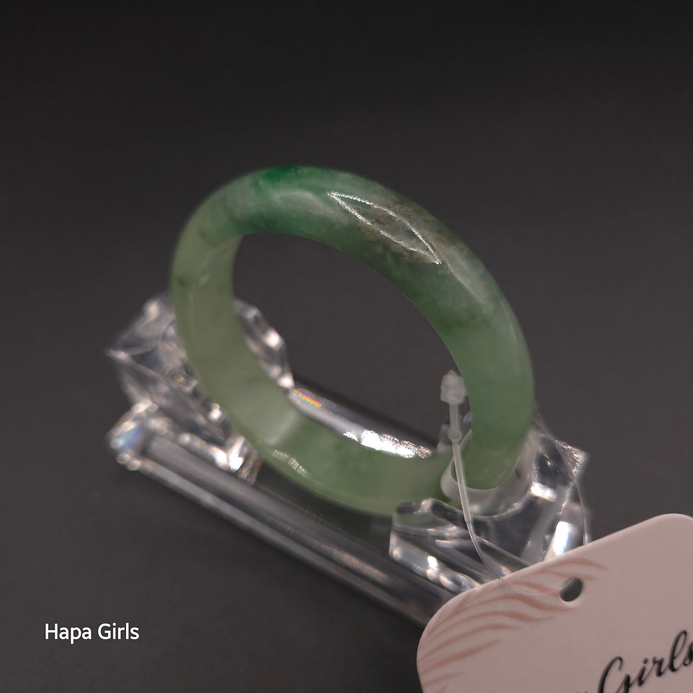 Thumbnail: 13mm, Jade Bangle Dark & Light Green - Flat, 8mm Thick (Size 6.2)