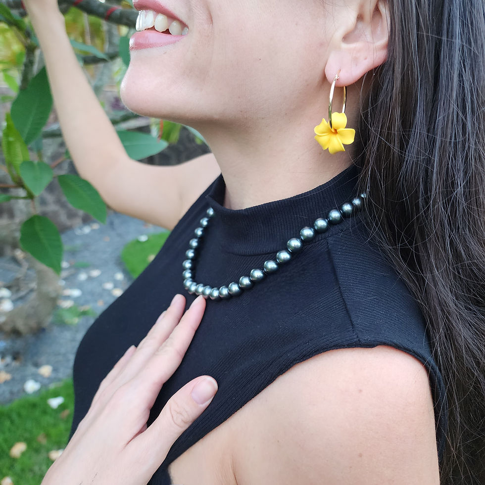 Thumbnail: Puakenikeni Earrings Yellow (1" Gold Filled Hoops)