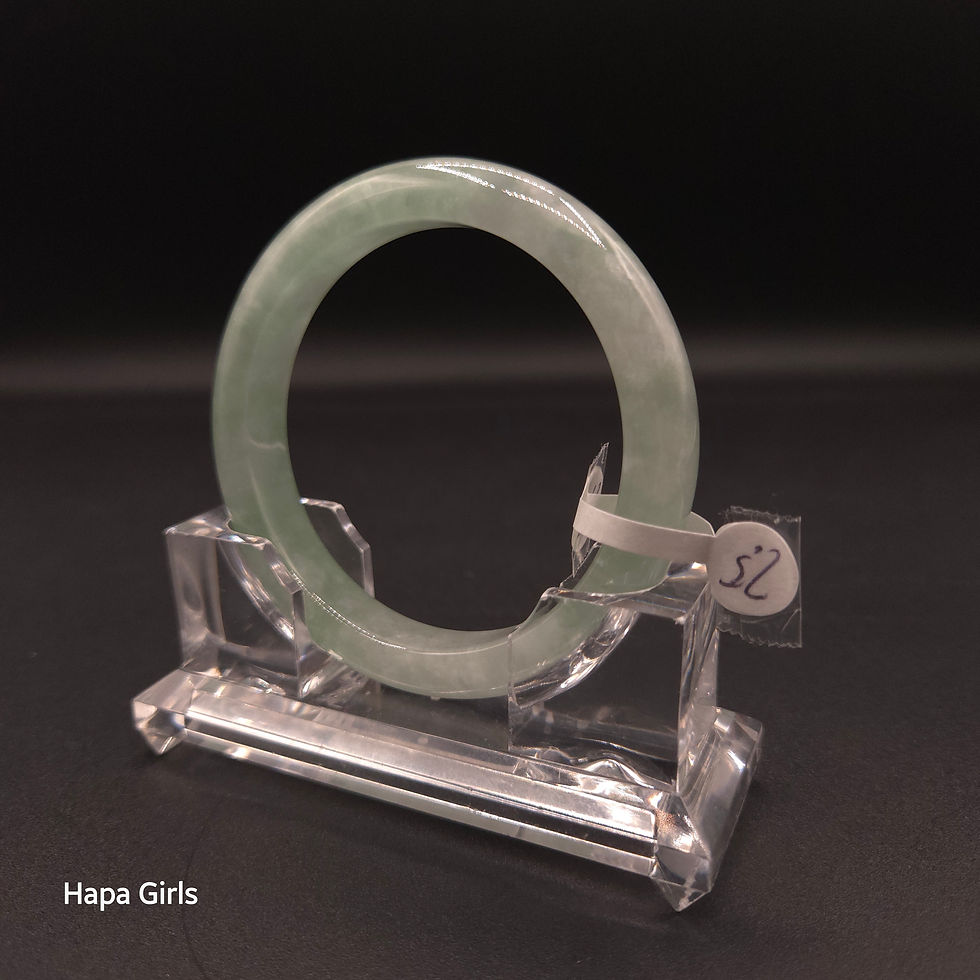 Thumbnail: 12mm, Jade Bangle Green, Stone White  - Flat, 9mm Thick (Size 7.5)