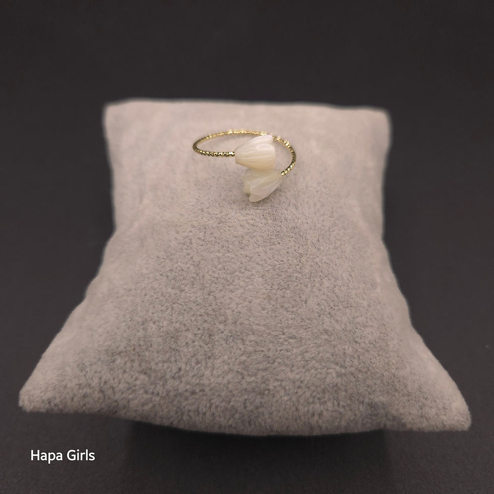 Thumbnail: Double Mother of Pearl Pikake Adjustable Ring (Gold Plated)