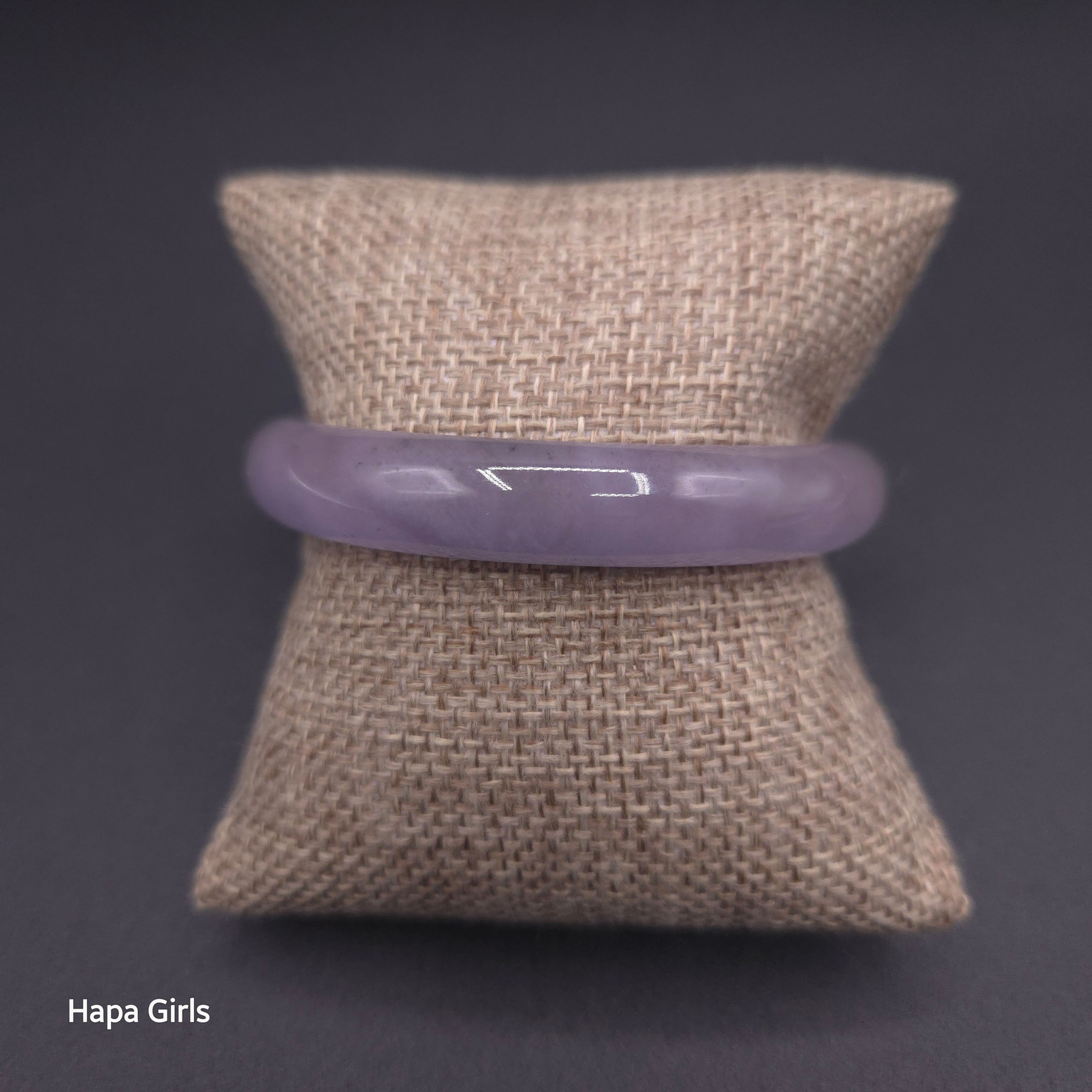 11mm, Jade Bangle White/Slight Lavender Black Spots- Flat, 9mm Thick (Size 6.7)