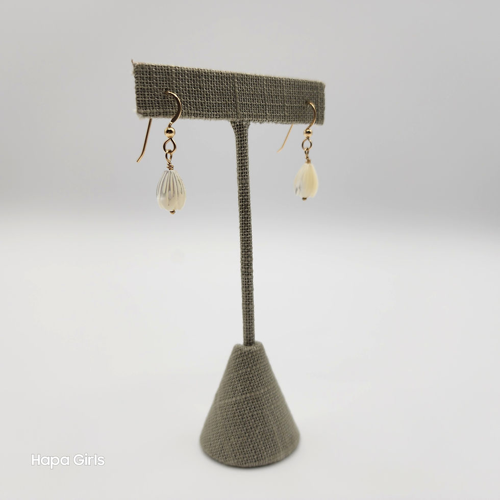 Thumbnail: Pikake Mother of Pearl Gold Filled Earrings (Single Drop, Medium Pearl)