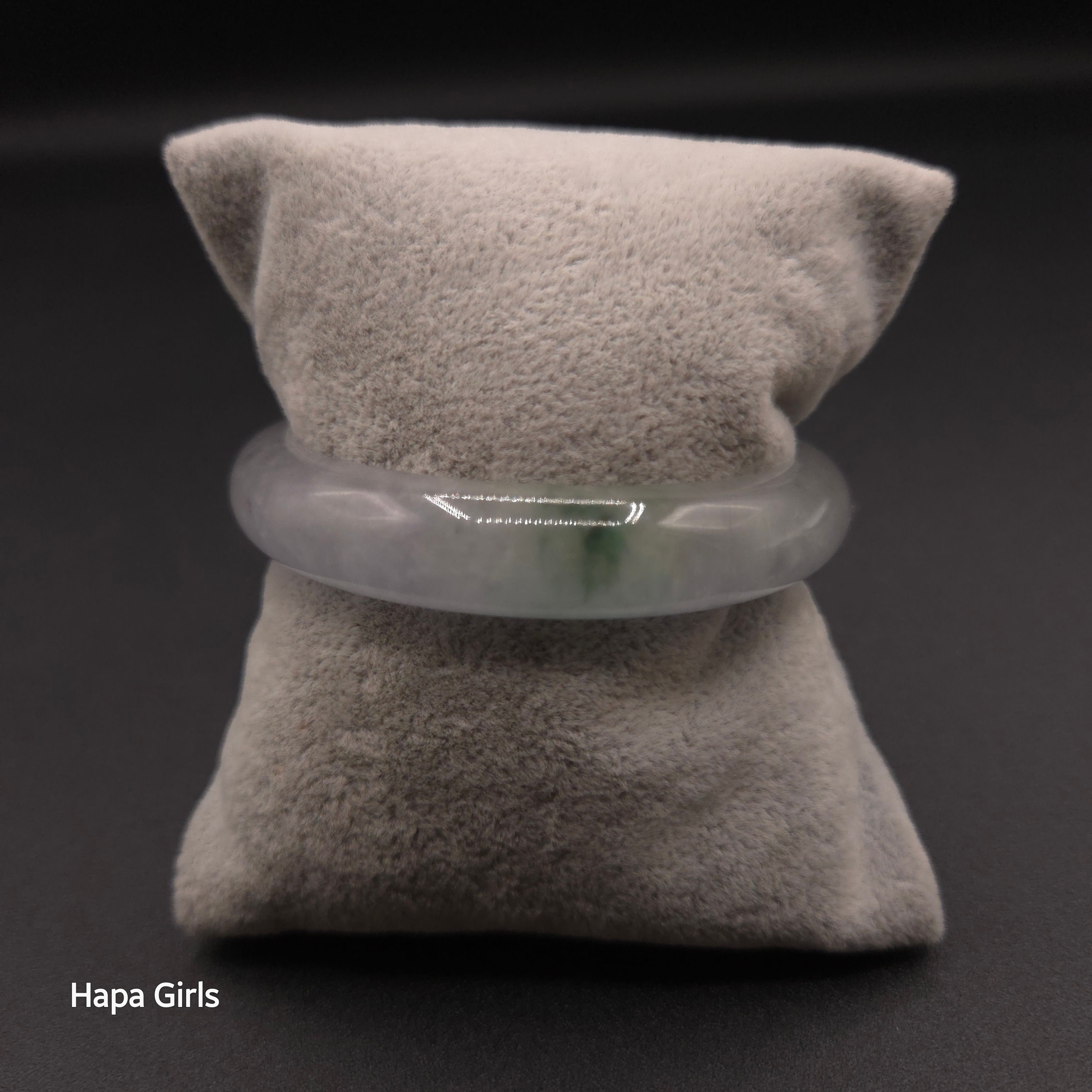 12mm, Jade Bangle Green Specks & Lavender, White - Flat, 7mm Thick (Size 6.5)