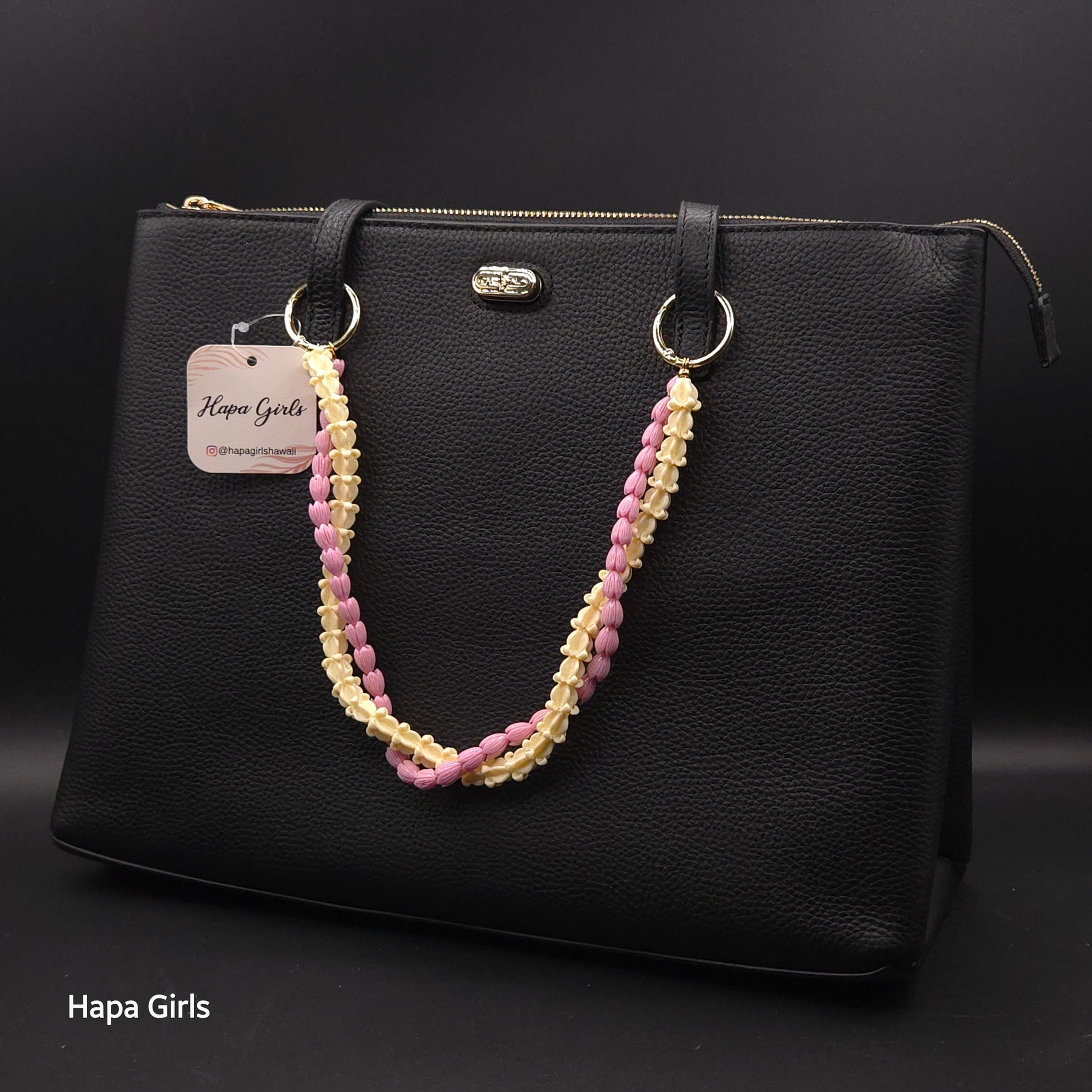 15" Crown Flower, Pikake Bag Lei/Charm (Light Lavender, White Cream)