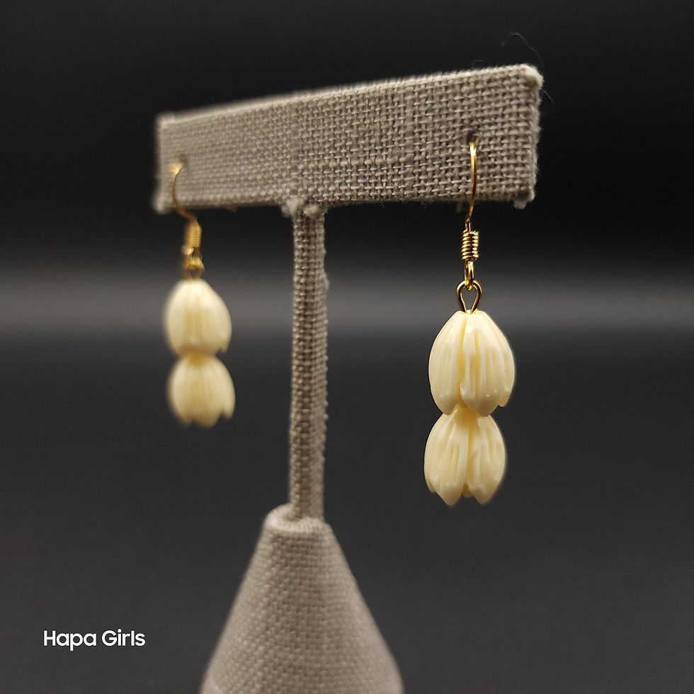 Thumbnail: Pikake 2 Drop Earrings, Large Beads (Gold Plated)