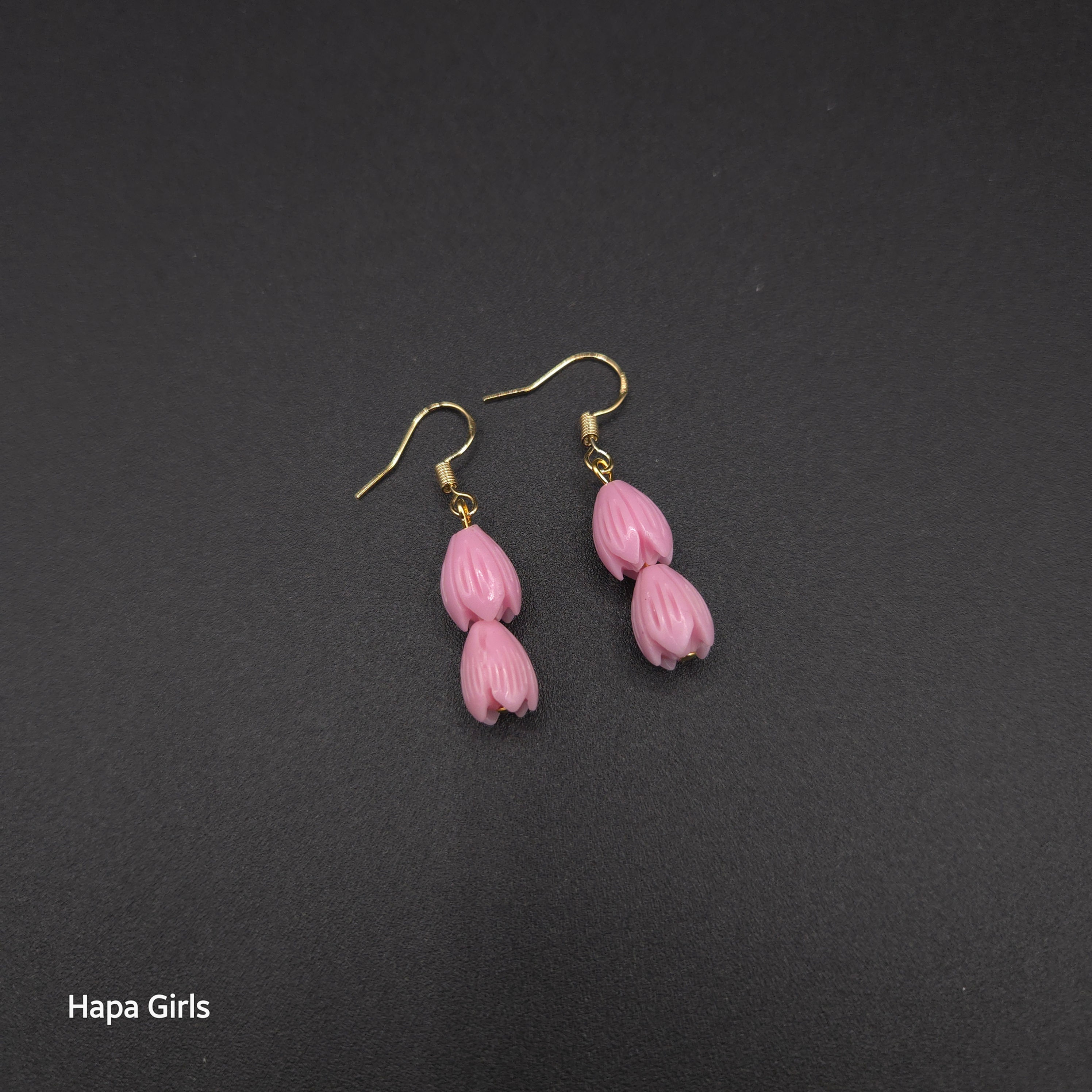 2 Drop Earrings, Light Lavender, Med. Beads (Gold Plated)