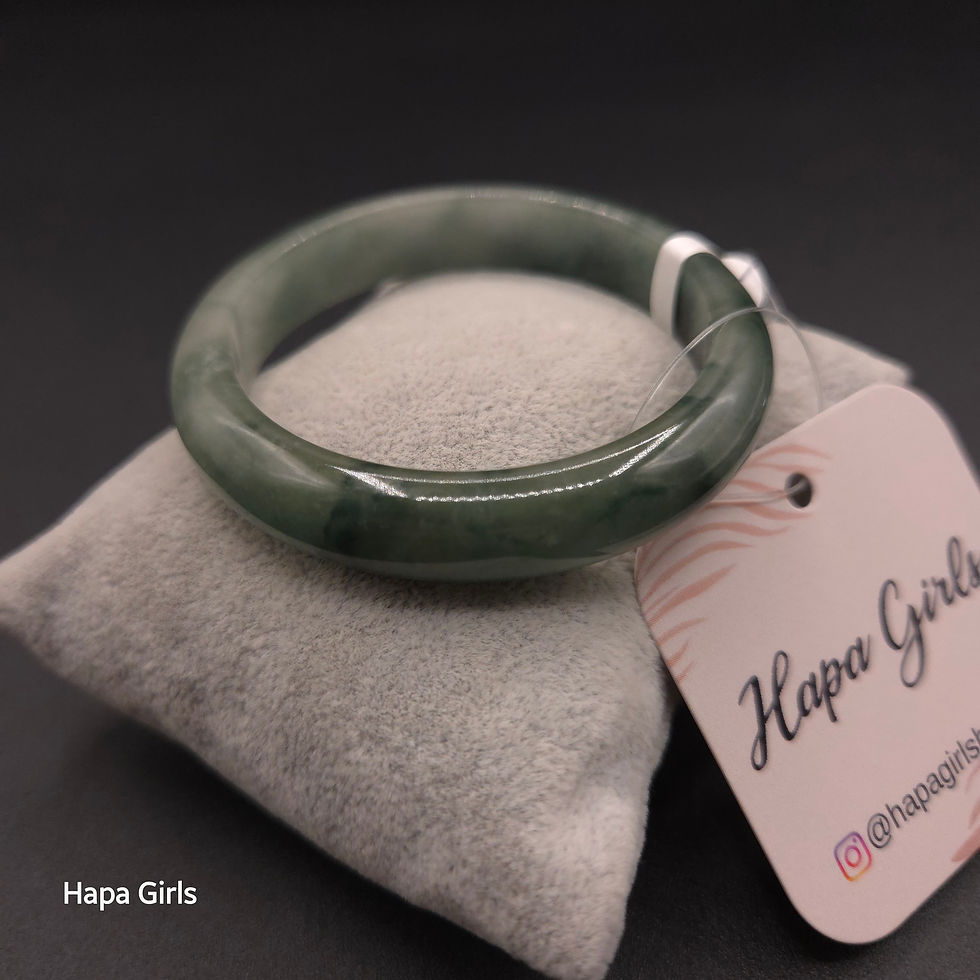 Thumbnail: 11mm, Jade Bangle Dark & Light Green - Flat, 7mm Thick (Size 6.2)