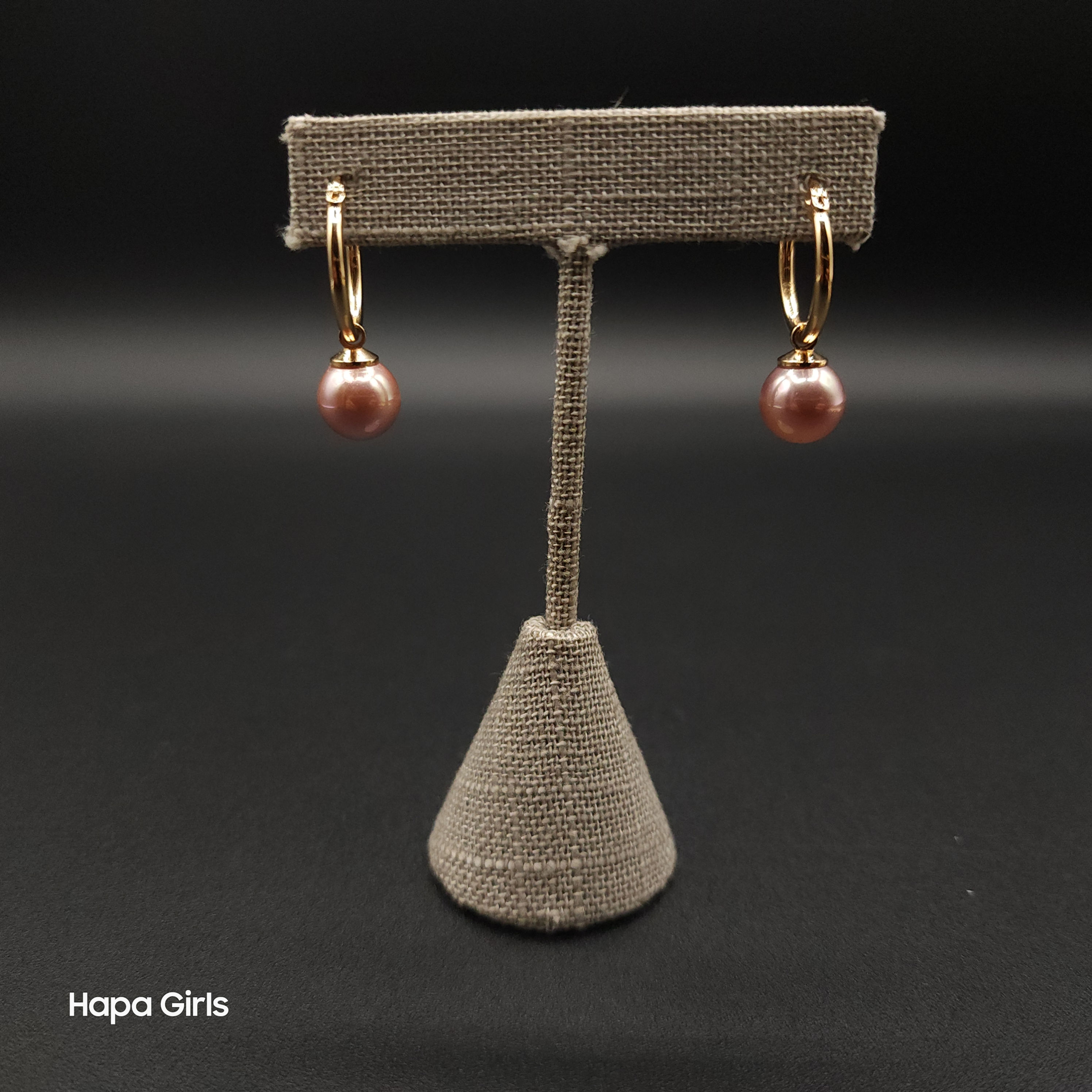 Mini Mother Of Pearl Hoops, Pink (1/2" Gold Filled Hoops)