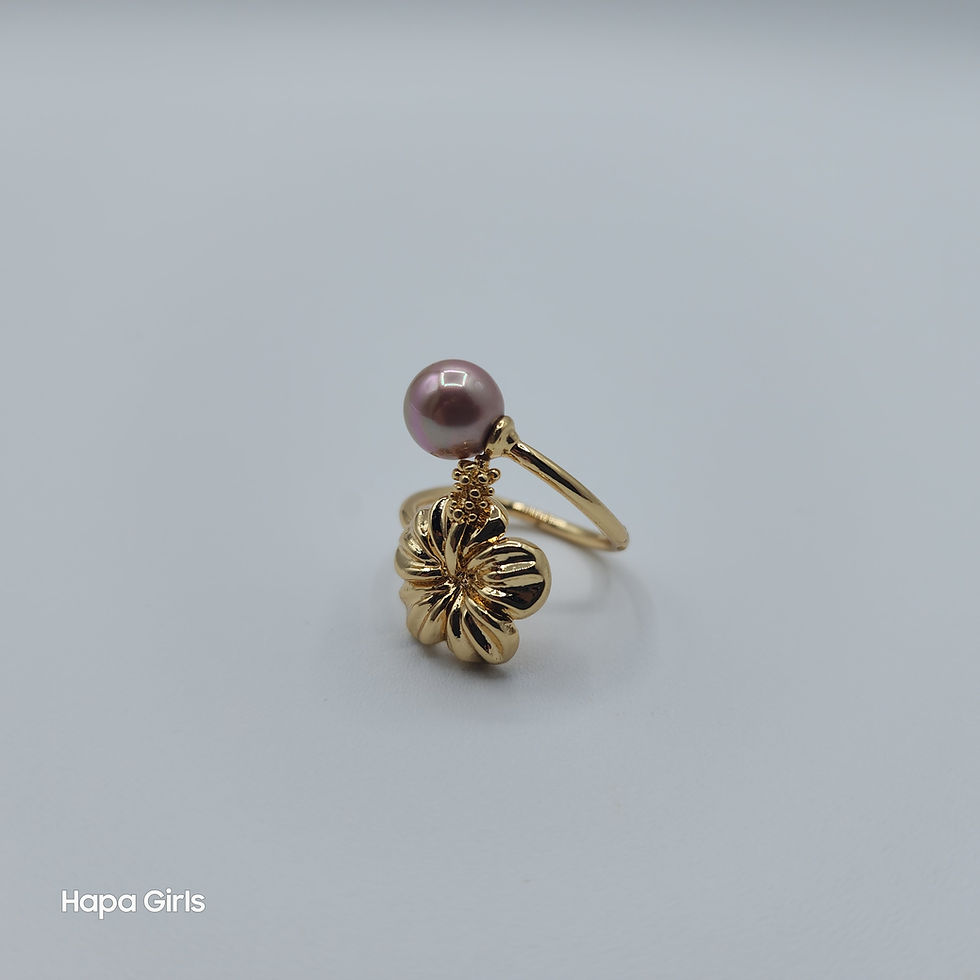Thumbnail: Hibiscus Adjustable Ring, Pink Pearl (Gold Filled)