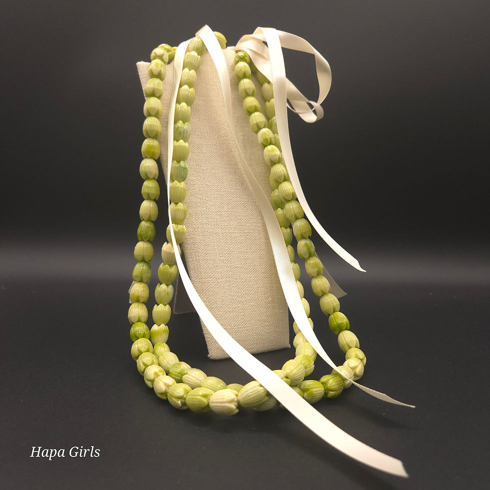 Thumbnail: Pikake Twisted/Untwisted Pakalana Strand Lei 24"-30" (LRG. Beads w/Ribbon)