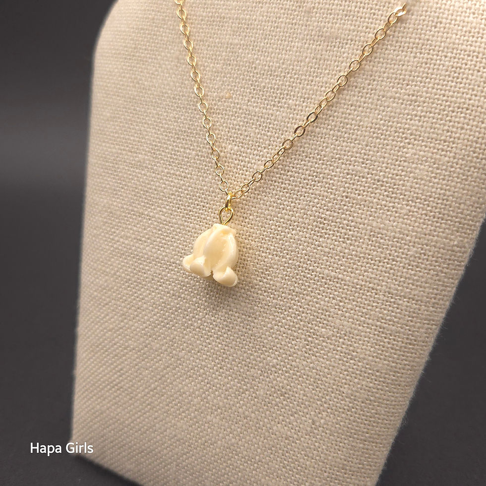 Thumbnail: Crown Flower Single Drop Necklace Gold Plated 18”-20” (White Cream)