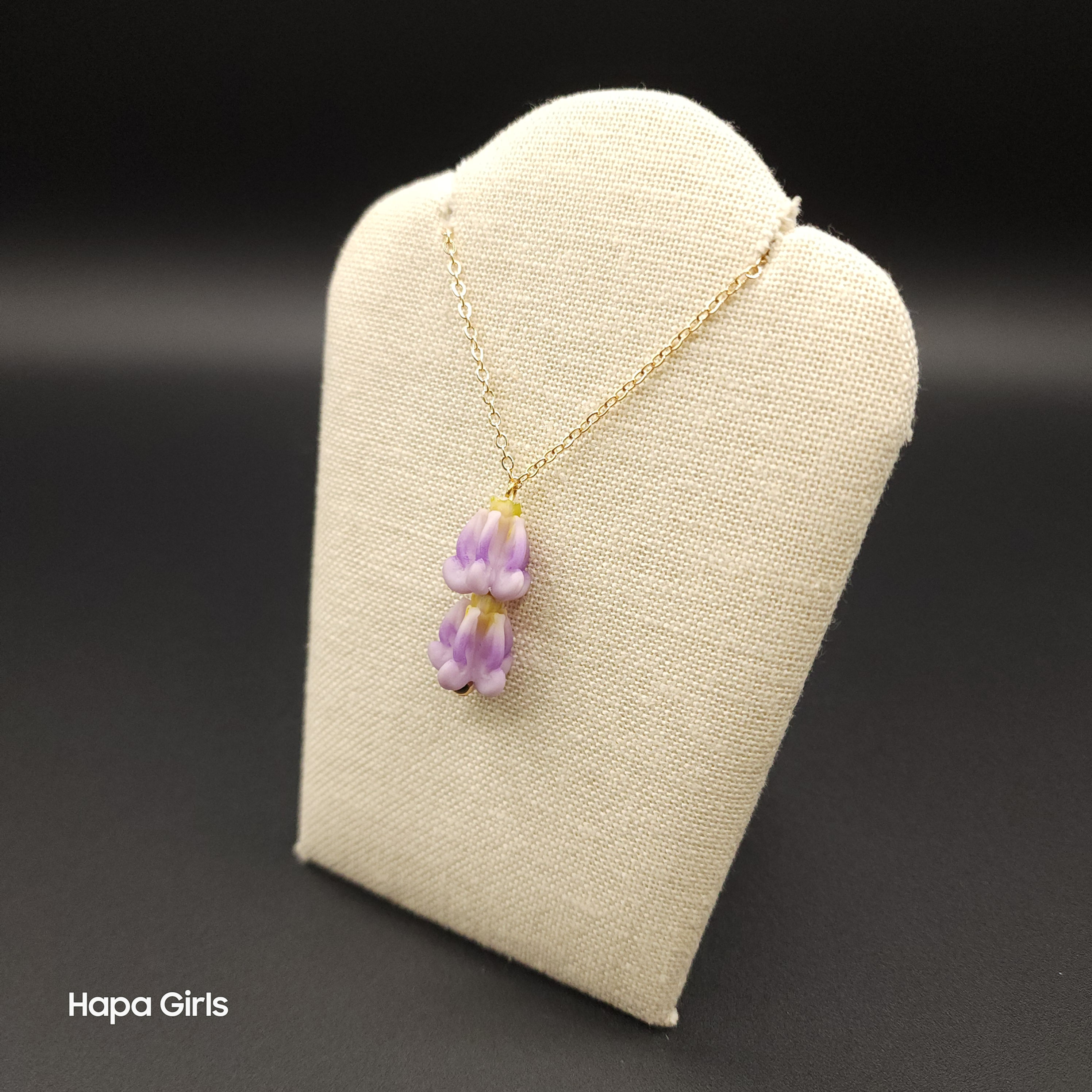 Crown Flower Double Drop Clay Necklace Gold Plated 18”-20”