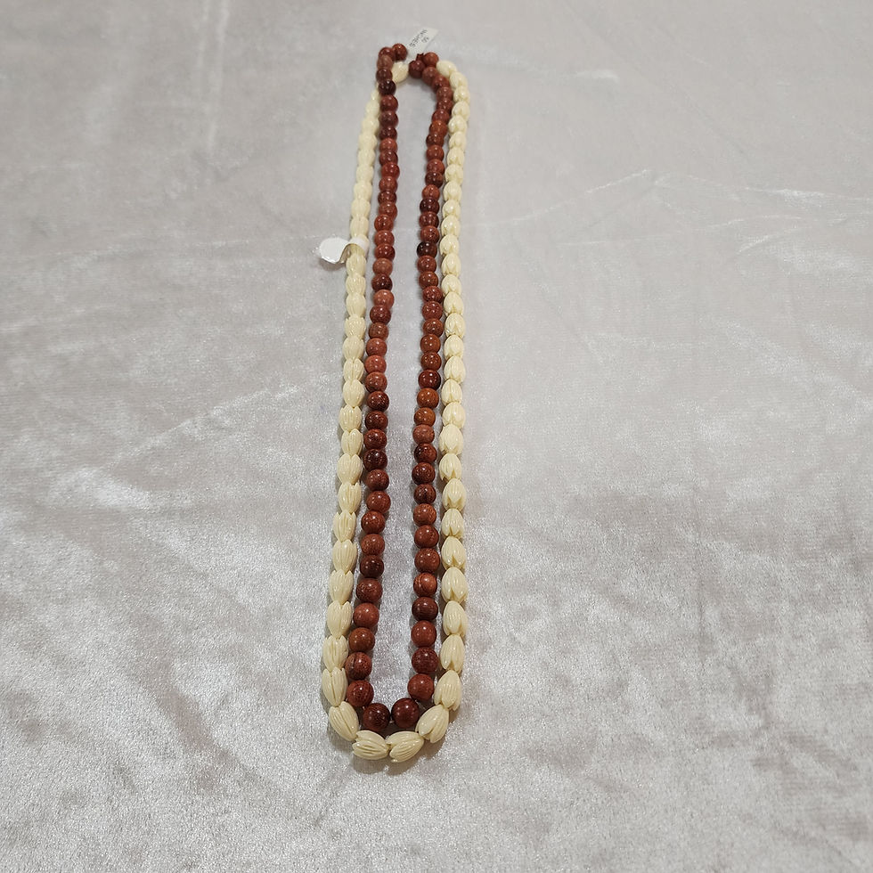 Thumbnail: Pikake Strand Necklace 1/2 Wood Beads 50” (Med. Beads)