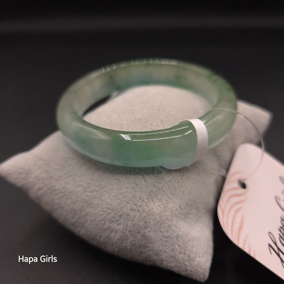 Thumbnail: 12mm, Jade Bangle White & Light Green - Flat, 7mm Thick (Size 6.2)