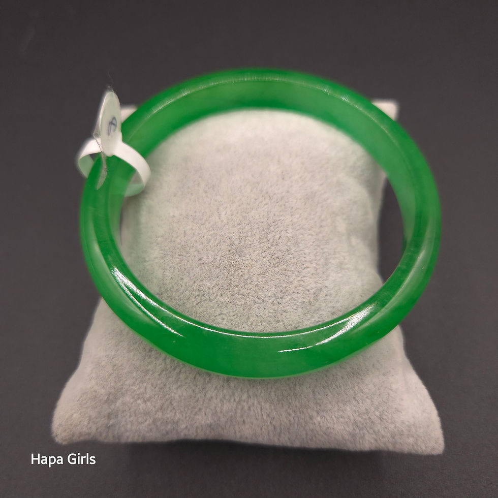 Thumbnail: 14mm, Jade Bangle Green - Flat, 9mm Thick (Size 8.2)