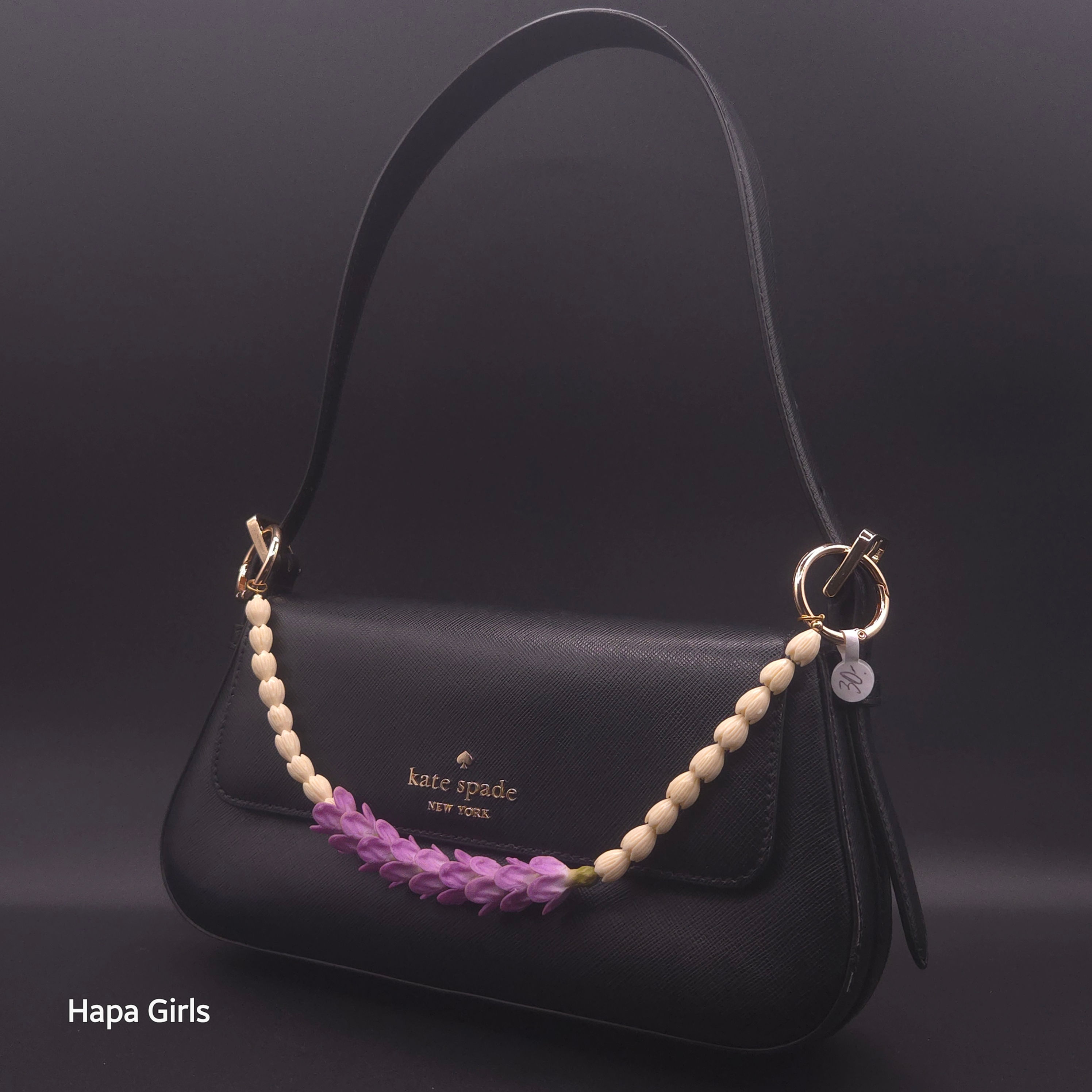  12", Pakalana/Pikake, Flower Bag Lei/Charm (Purple)