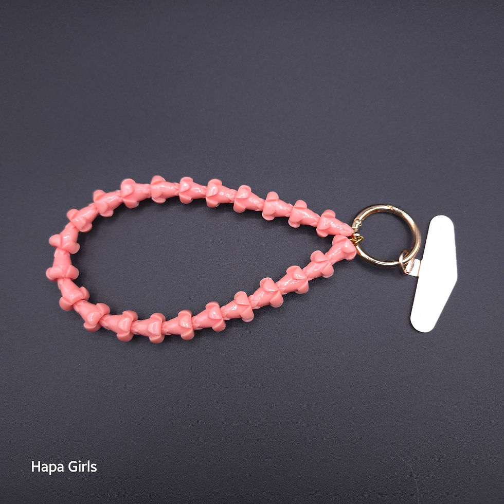 Thumbnail: 12", Puakenikeni Flower Phone Charm w/Gold Tab (Pink)