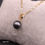 Thumbnail: Single Grey Mother of Pearl Floater Necklace (Gold Plated)