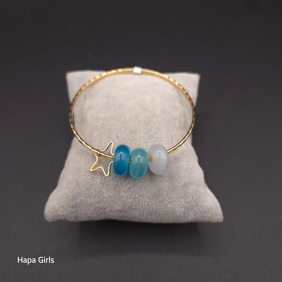 Thumbnail: Bangle Sea Glass w/Star (Gold Plated)