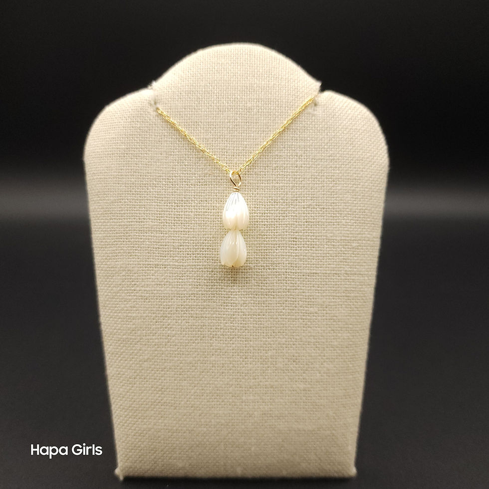 Thumbnail: 7MM, Med Double Drop Pikake Mother of Pearl Gold Filled Necklace 16-20"