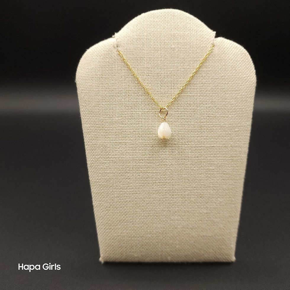 Thumbnail: 6MM, Small Single Drop Pikake Mother of Pearl Gold Filled Necklace 16-20"