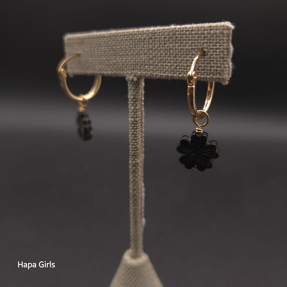 Thumbnail: Mini Mother of Pearl Shell Plumeria (1/2" Gold Filled Hoops)