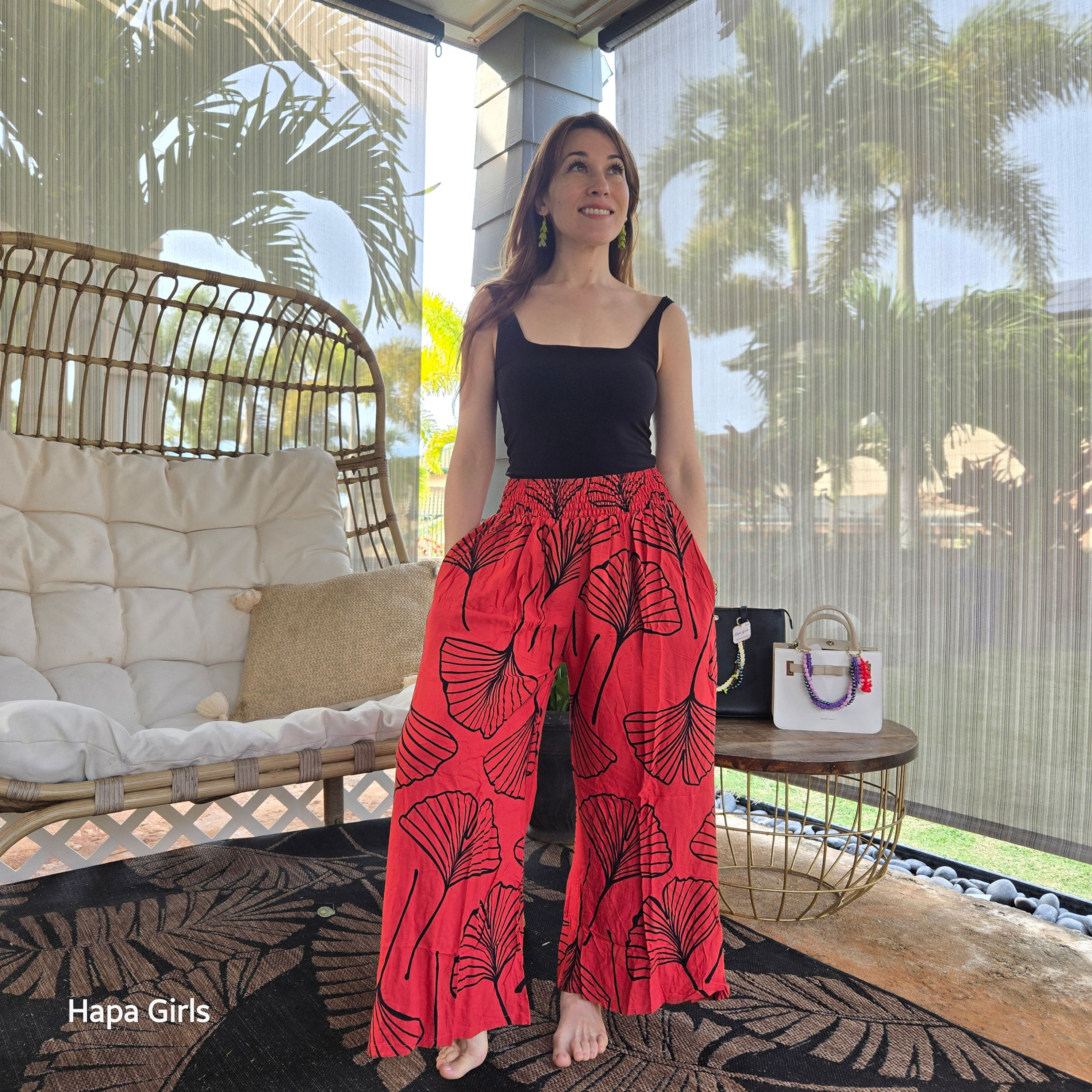 Palazzo Pants Ginkgo Lava Red/Black (Size 0-14)