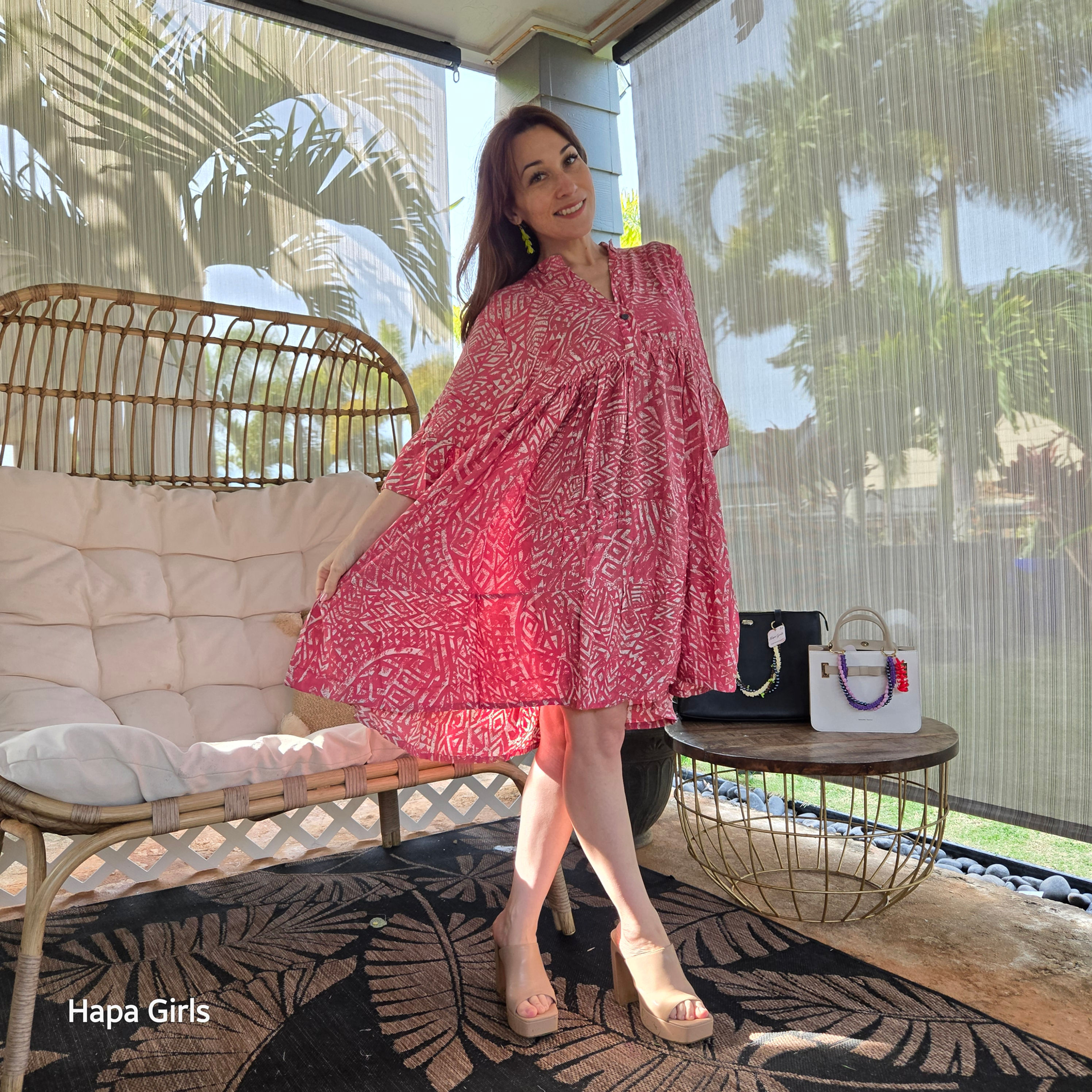 Baby Doll Dress Samoa Tea Rose/Angora (Size 0-14)