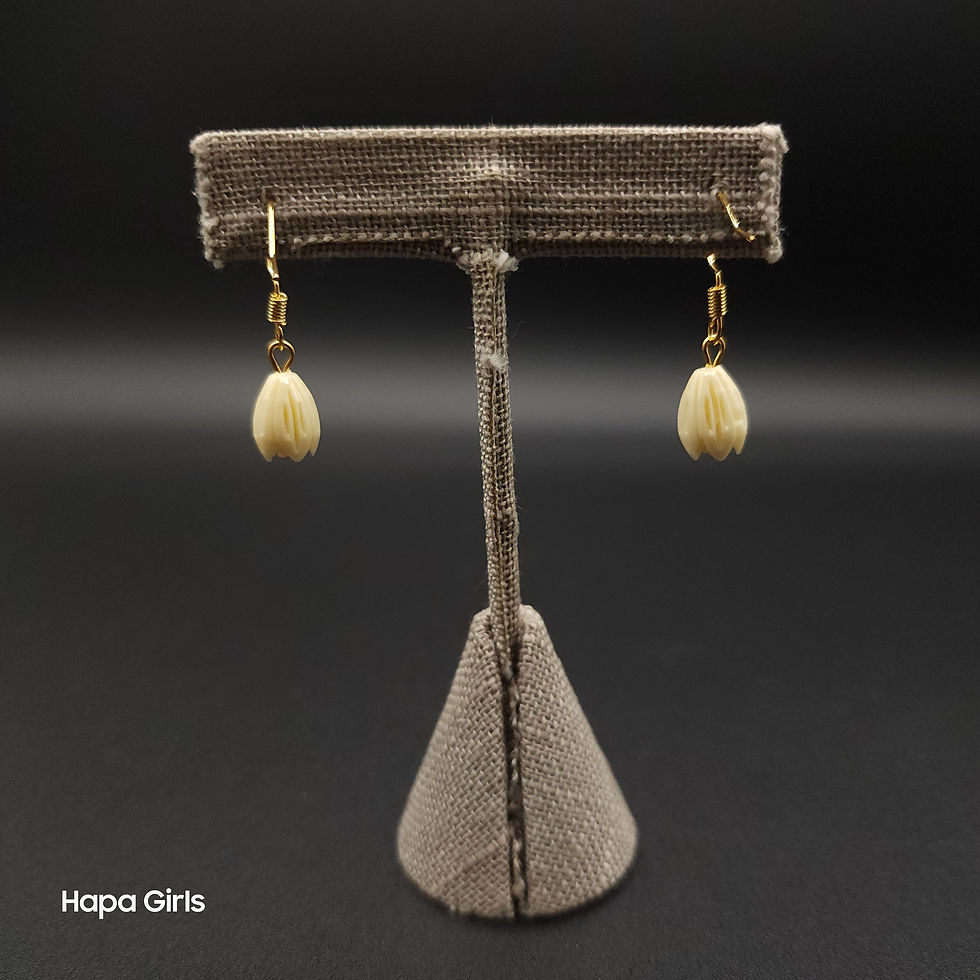 Thumbnail: Pikake Single Drop Earrings, Med. Beads (Gold Plated)