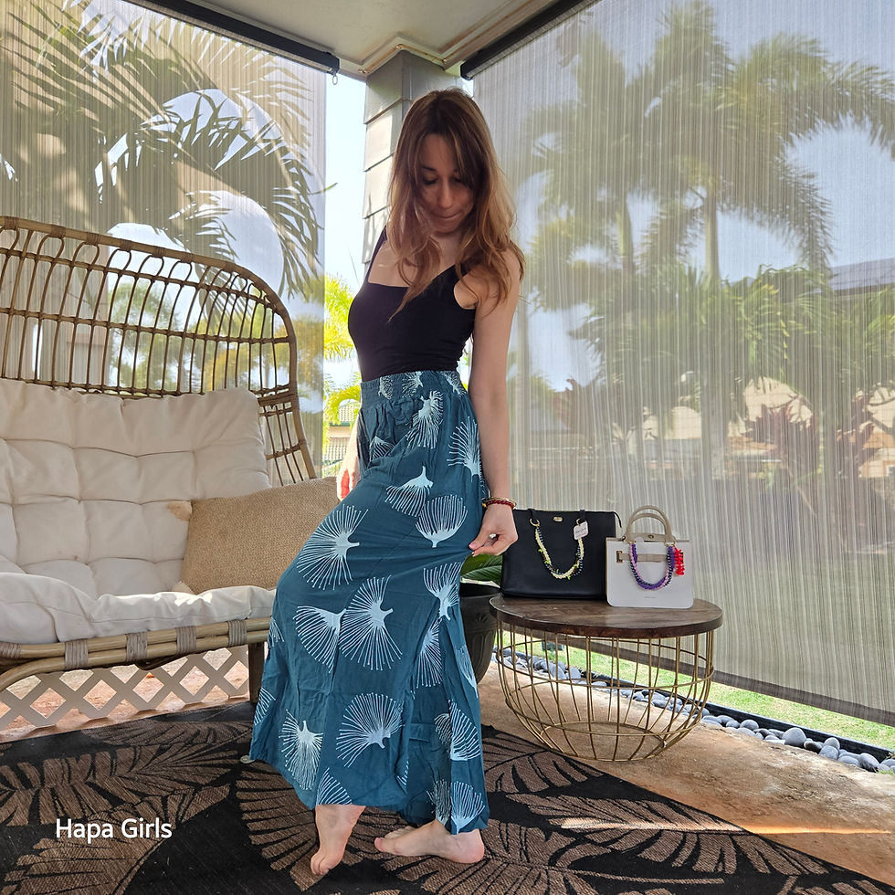 Thumbnail: Palazzo Pants Small Lehua Teal/White (Size 0-14)