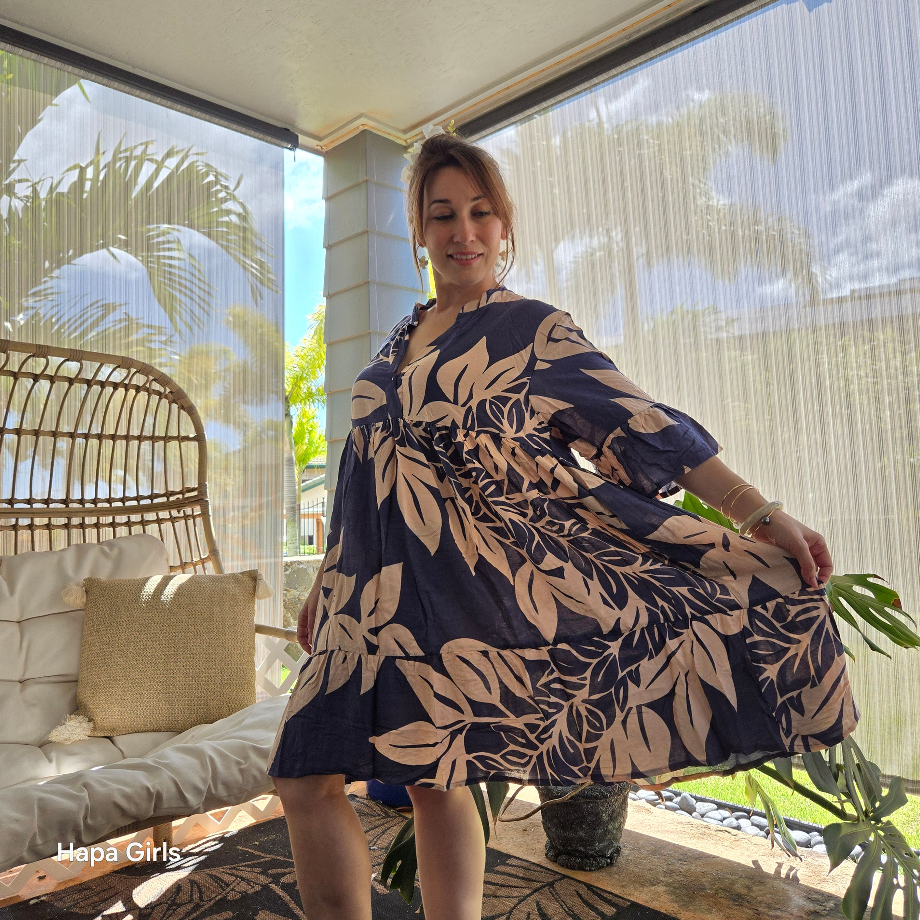 Baby Doll Dress Maile Lei Crown Blue/Soft Pink (Size 0-14) 