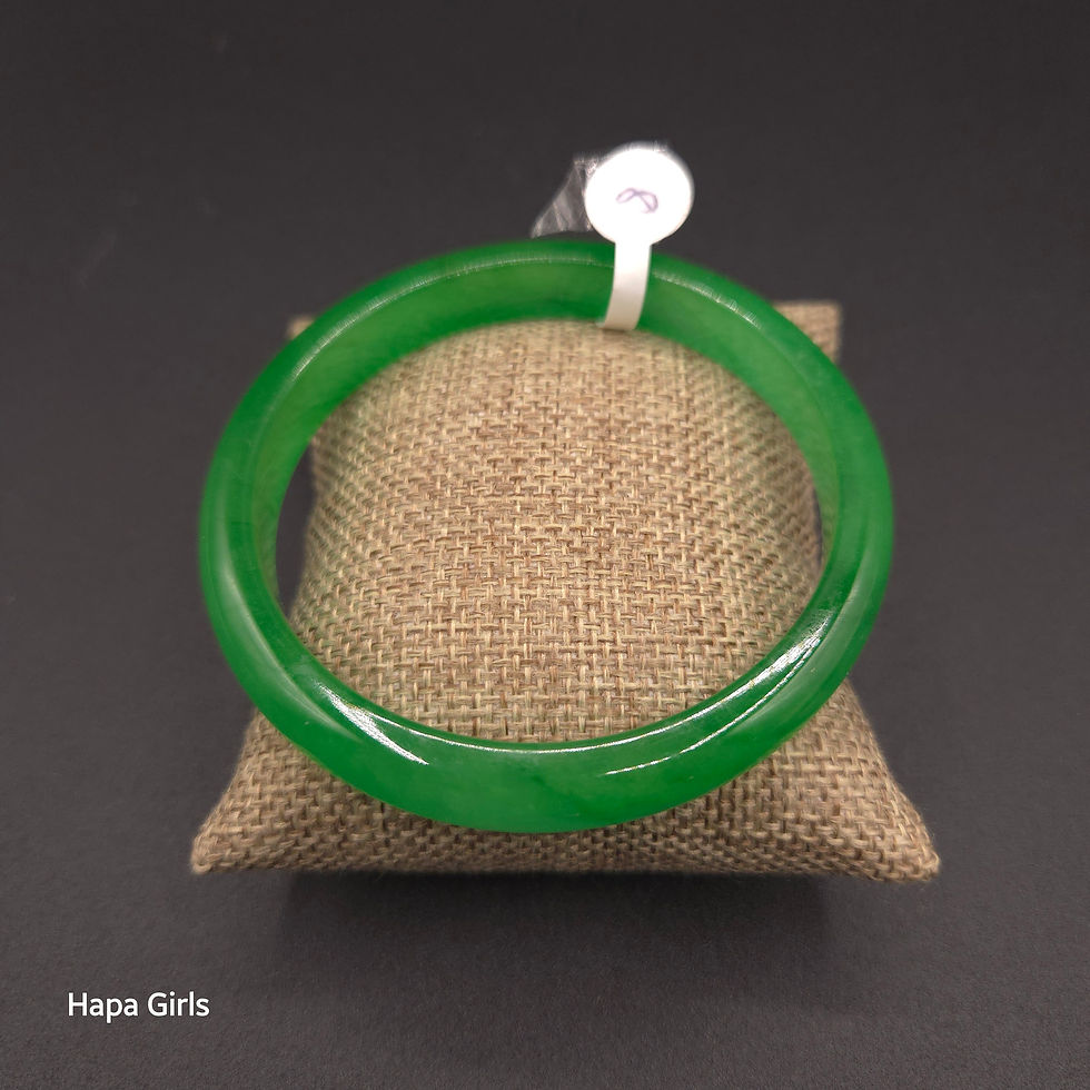 Thumbnail: 14mm, Jade Bangle Green - Flat, 9mm Thick (Size 8.2)
