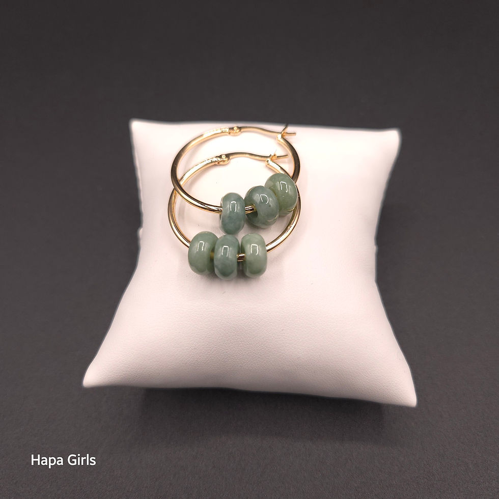 Thumbnail: 3 Jade Floater Hoop (1" Gold Filled Hoops)