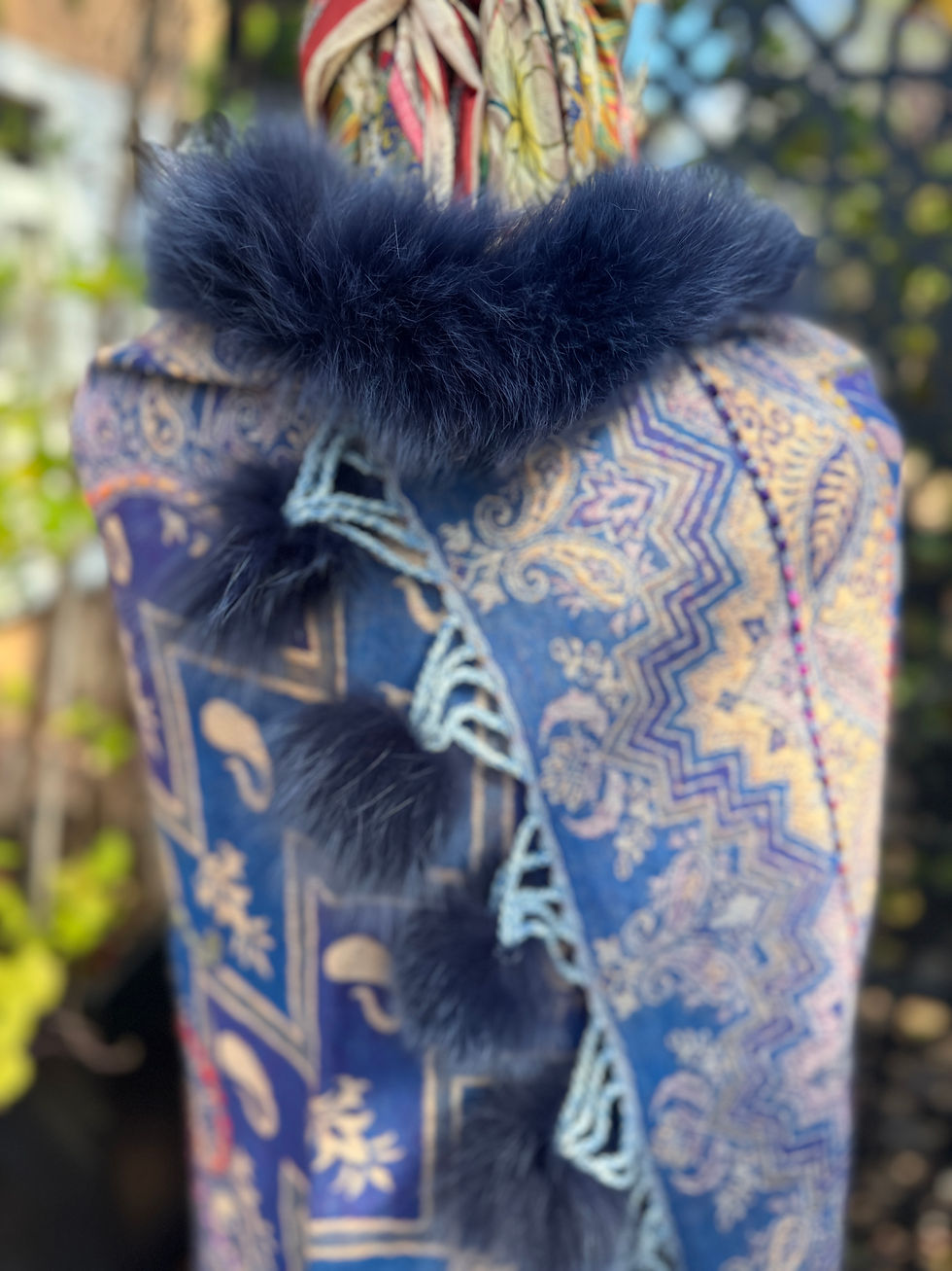 Thumbnail: Pom Pom Shawl - Periwinkle