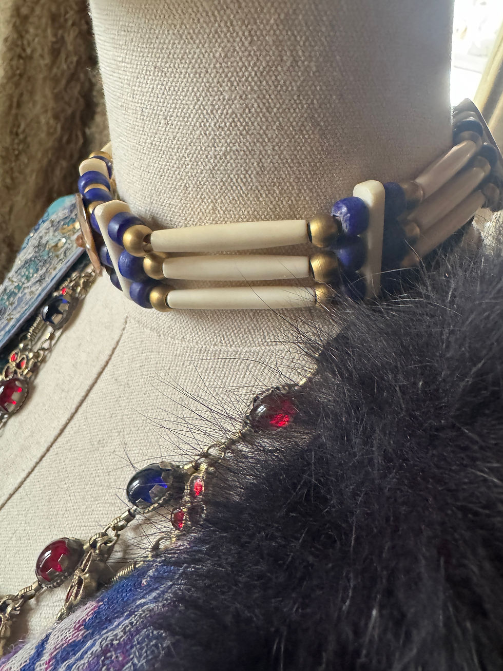 Thumbnail: NATIVE BUFFALO HORN CHOKER NECKLACE - ABALONE