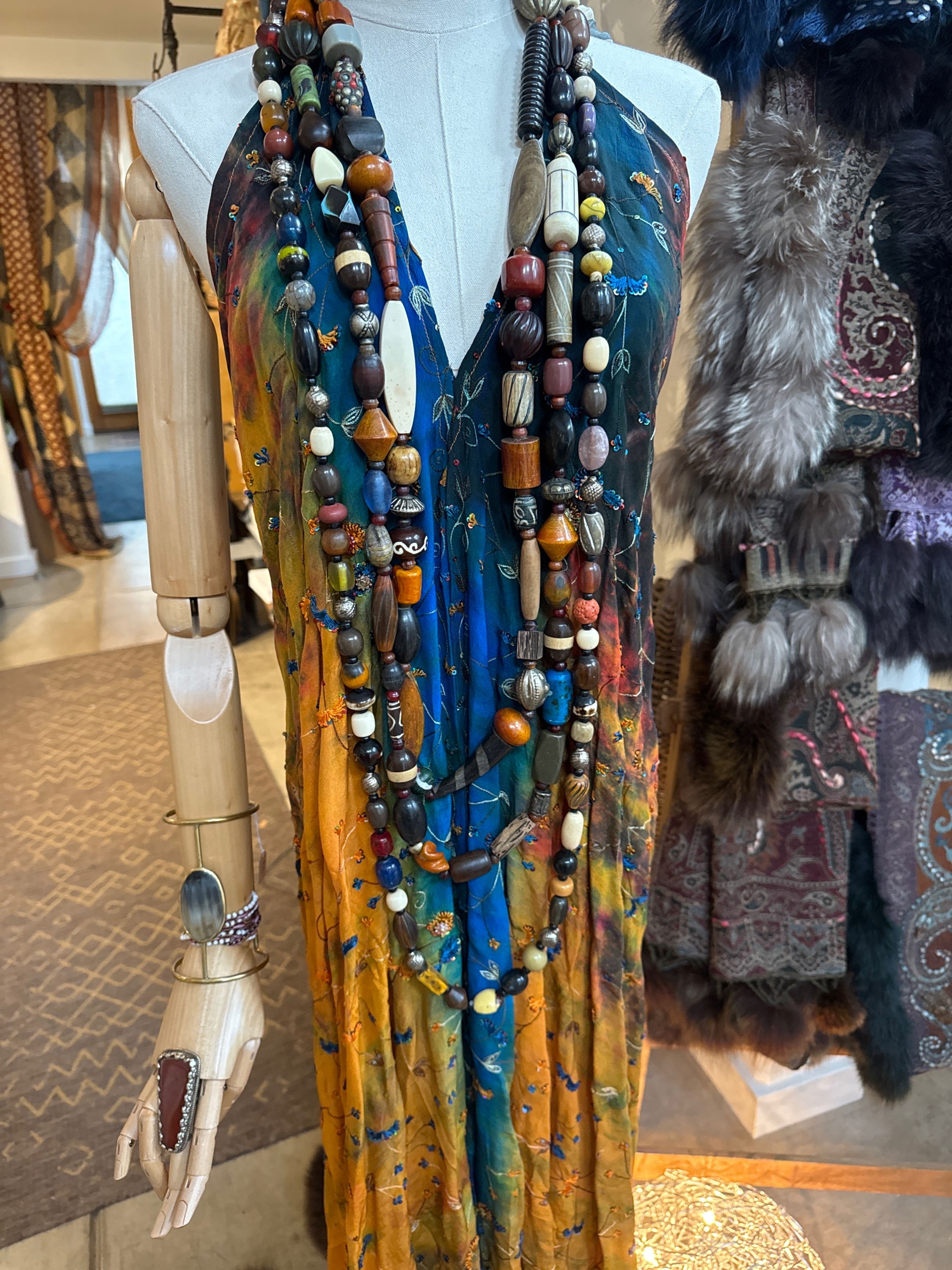 Tibetan vintage long necklaces with vintage beads