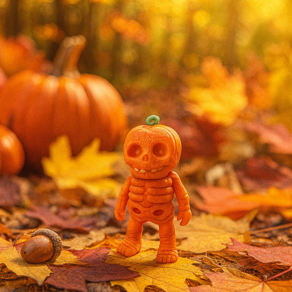 Fall Themed Skelly 3D Printed Keychain