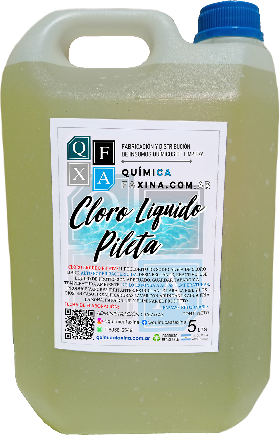 Cloro Líquido Pileta 5LTS