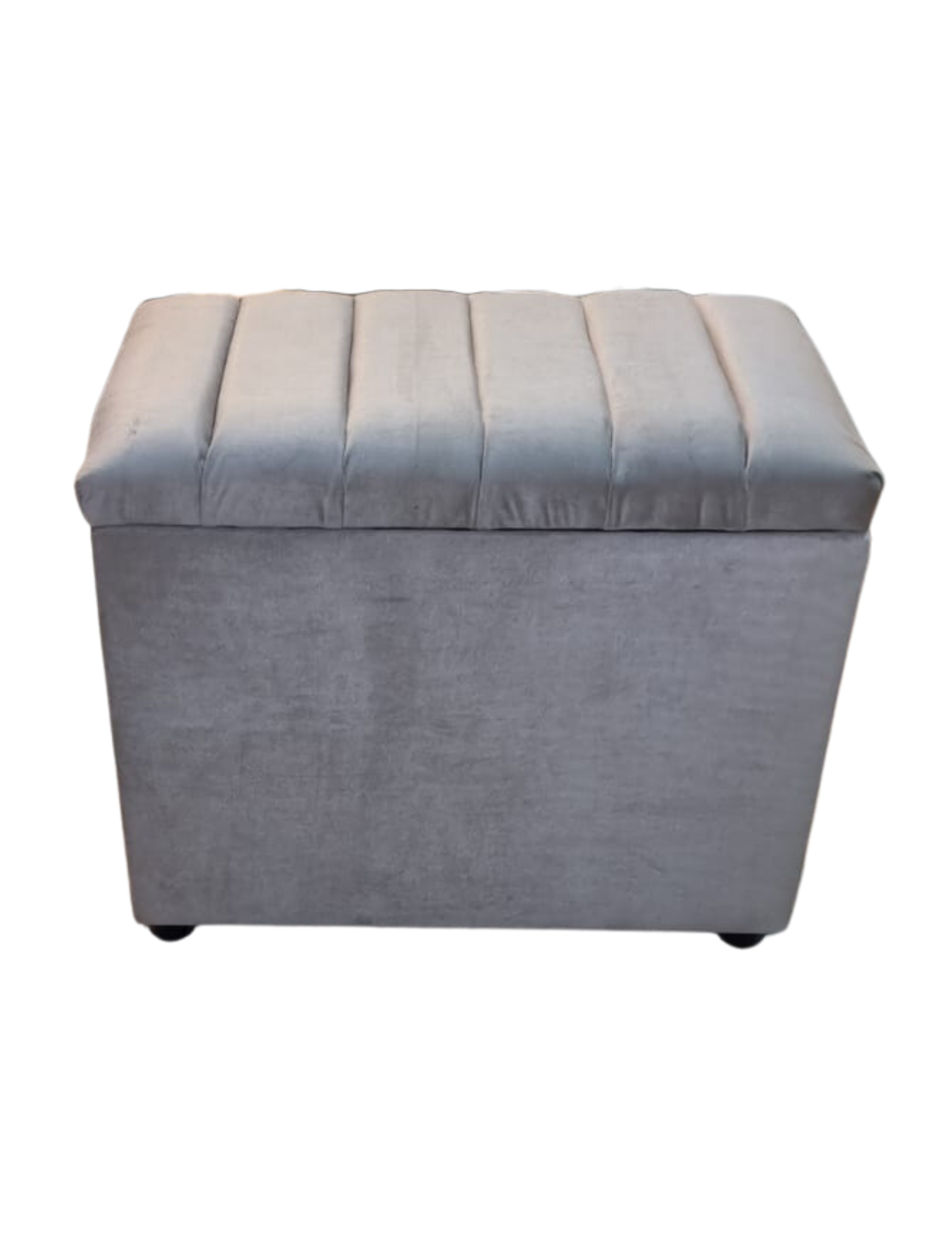 Banqueta Baúl Tubular Gris Felpa 60x40x50x40 Rimar