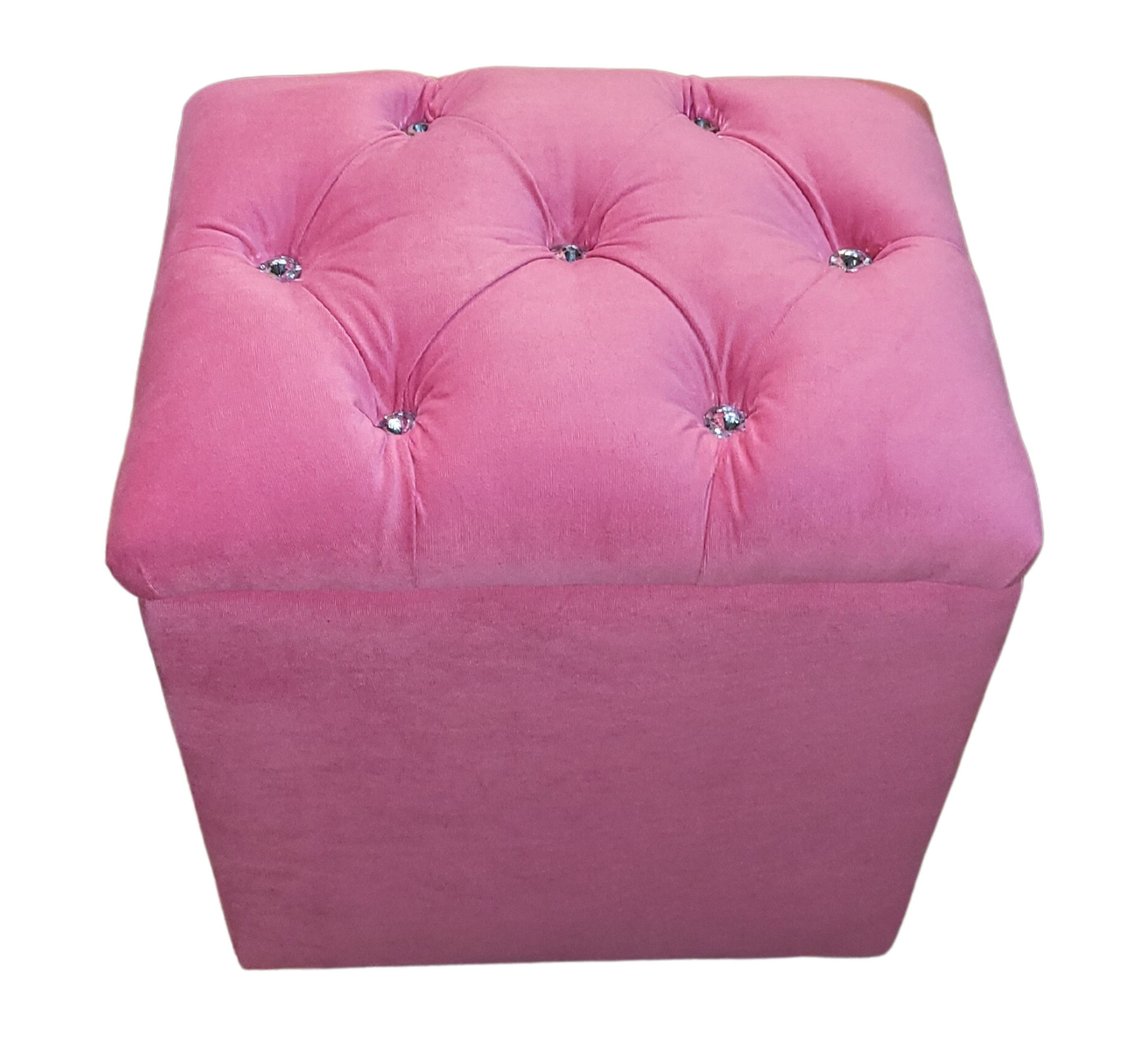 Pouf Baúl Capitone Rosado Felpa Diamante Rimar