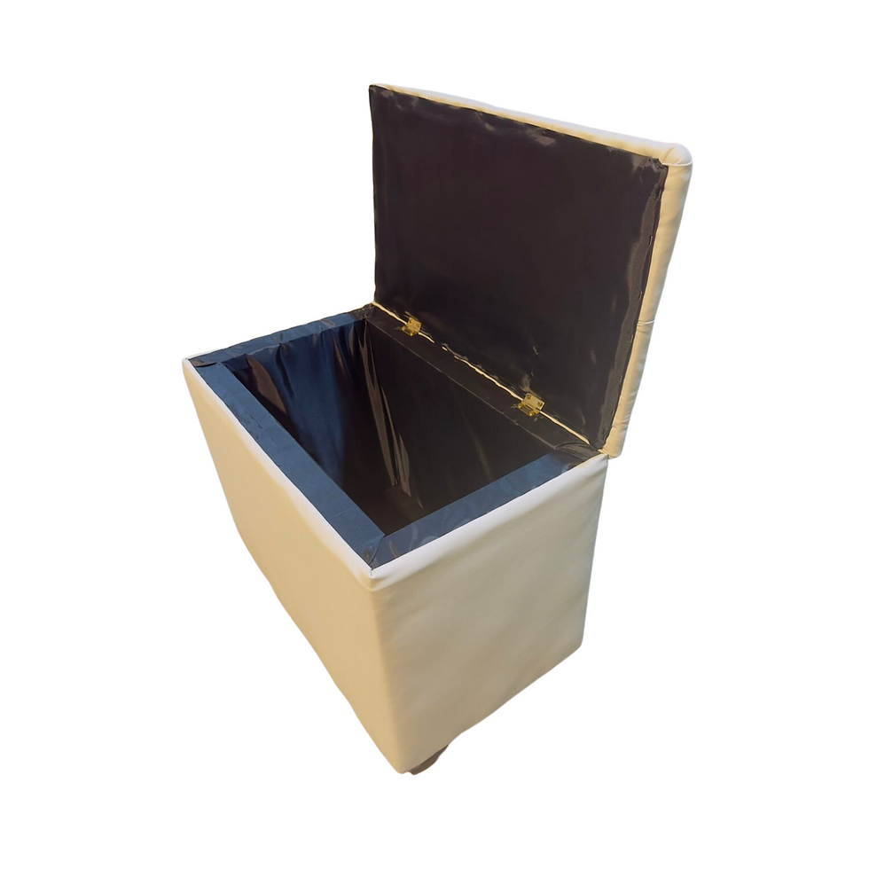Miniatura: Banqueta Baúl Capitone Beige Cuero PU 60x45x35x35 Rimar