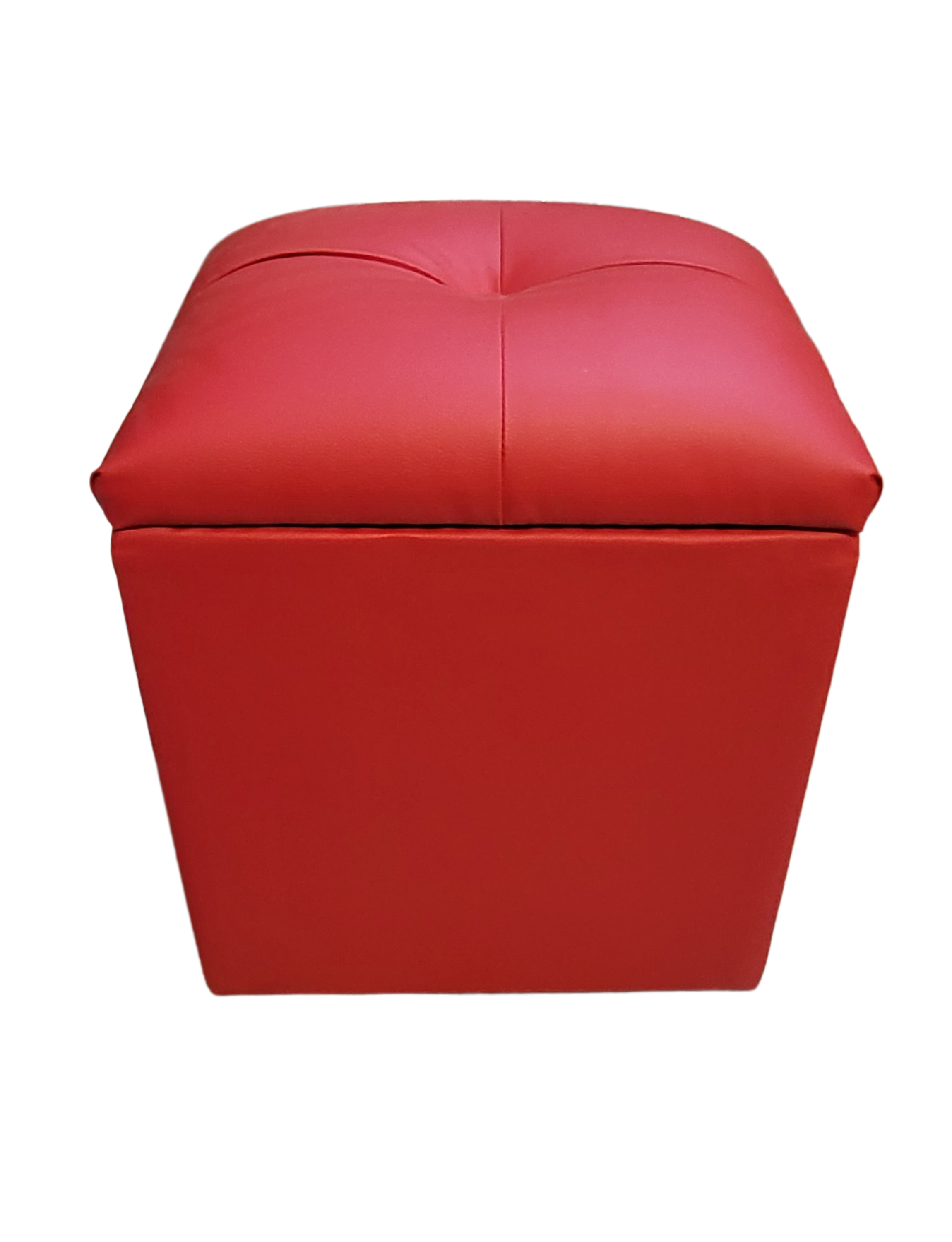 Pouf Baúl Rojo Eco Cuero 40x33x50x40 Rimar
