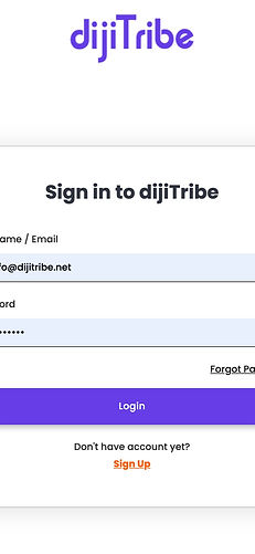 dijiTribe signup page