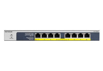 Netgear GS108PP 8-port unmanaged network switch front view