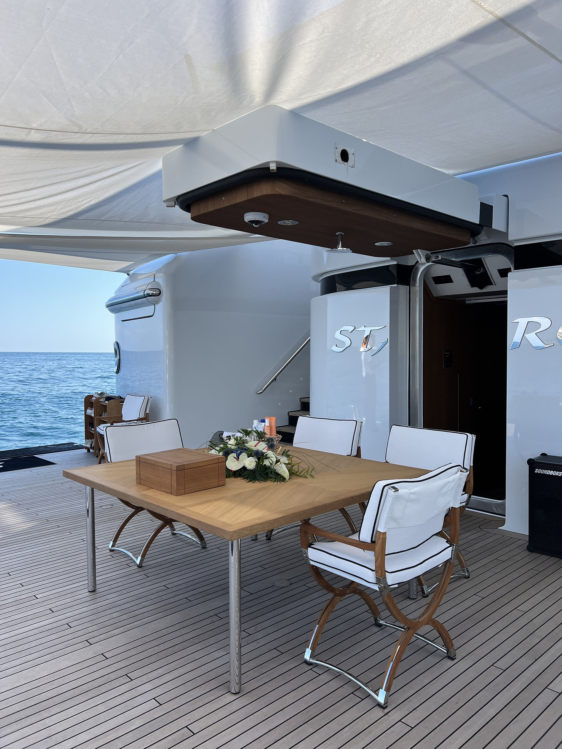 Beach club deck onboard STARFIRE super yacht 