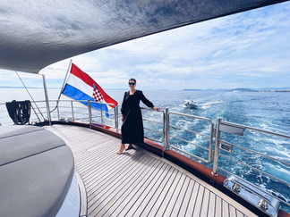 yacht charter broker Kateryna Kyslyak cruising onboard LADY GITA yacht in Croatia