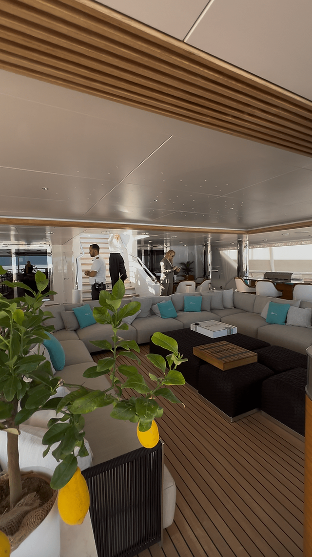 Lounge area onboard super yacht EMIR 