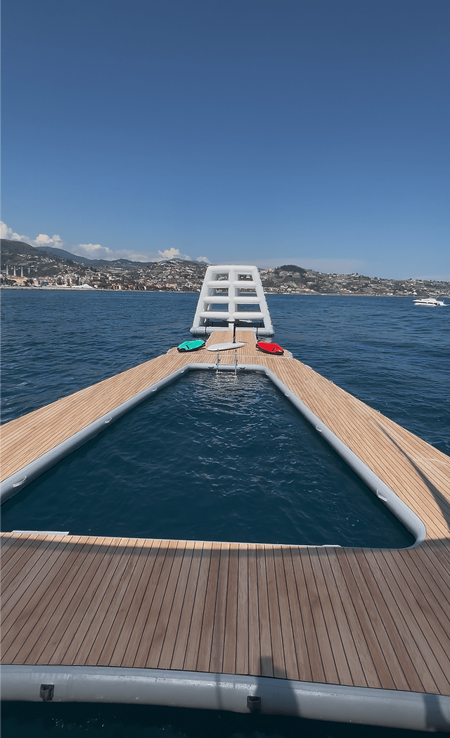 Inflatable pool area onboard STARFIRE super yacht 